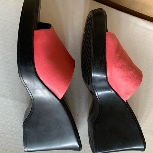 Aerosoles Wedge Sandals Summer Slides Clogs Salmon Pink Leather Heel 3 1/4” 8.5 - Picture 10 of 14